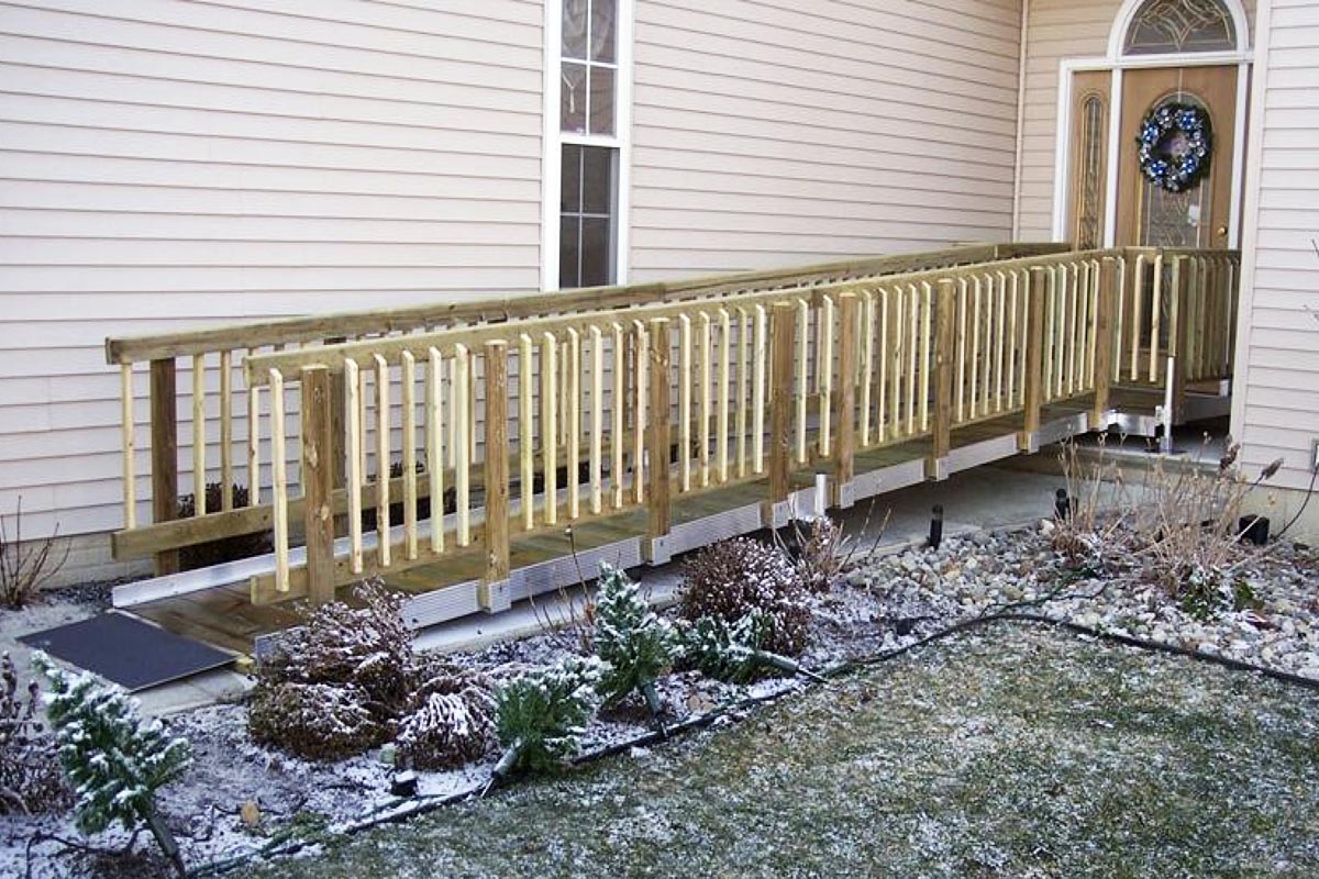 Wood and Aluminum Ramp in front of house