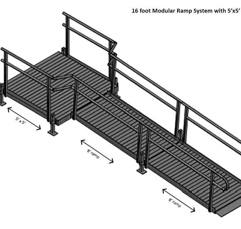 16-foot Modular Ramp with 5x5 Platform by EZ-Access - Wheelchair and ...